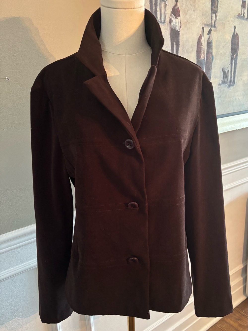 Vintage Tailored Women’s Dark Brown Button-Front Blazer, size medium